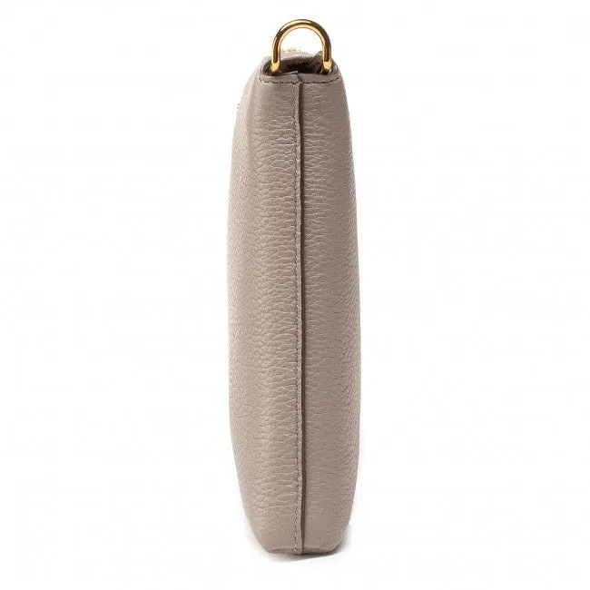 Tory Burch Kira Pabbled Top-Zip Crossbody 61385 Gray Heron
