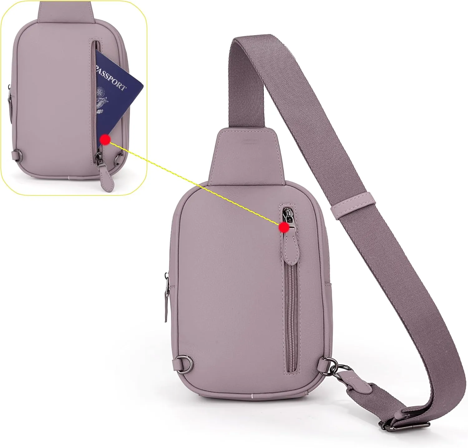 Uromee Sling Bag for Women Crossbody Purse Vegan Leather Fashion Fanny Pack Chest Bag Convertible Small Backpack