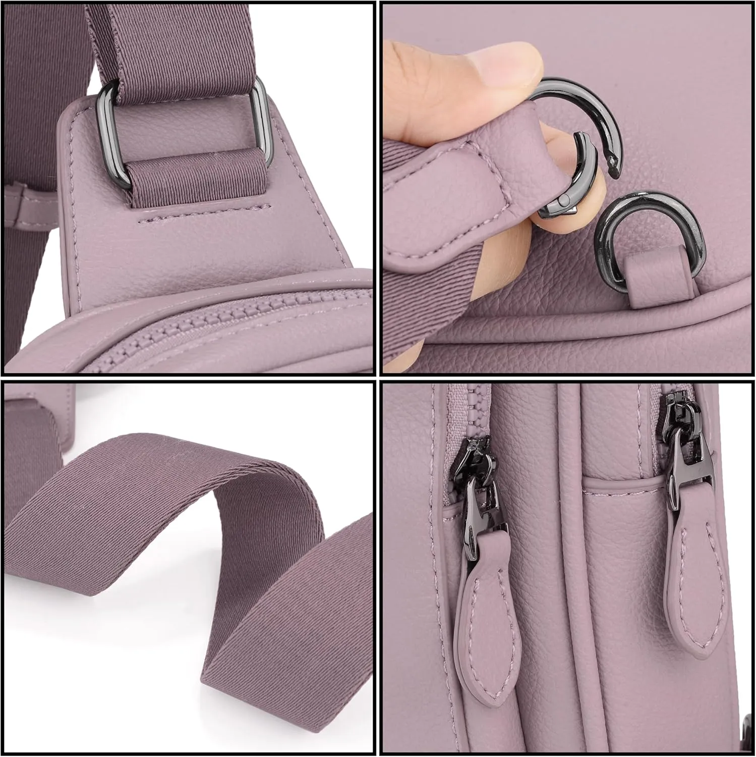 Uromee Sling Bag for Women Crossbody Purse Vegan Leather Fashion Fanny Pack Chest Bag Convertible Small Backpack
