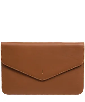 'Viviane' Tan Leather Clutch Bag