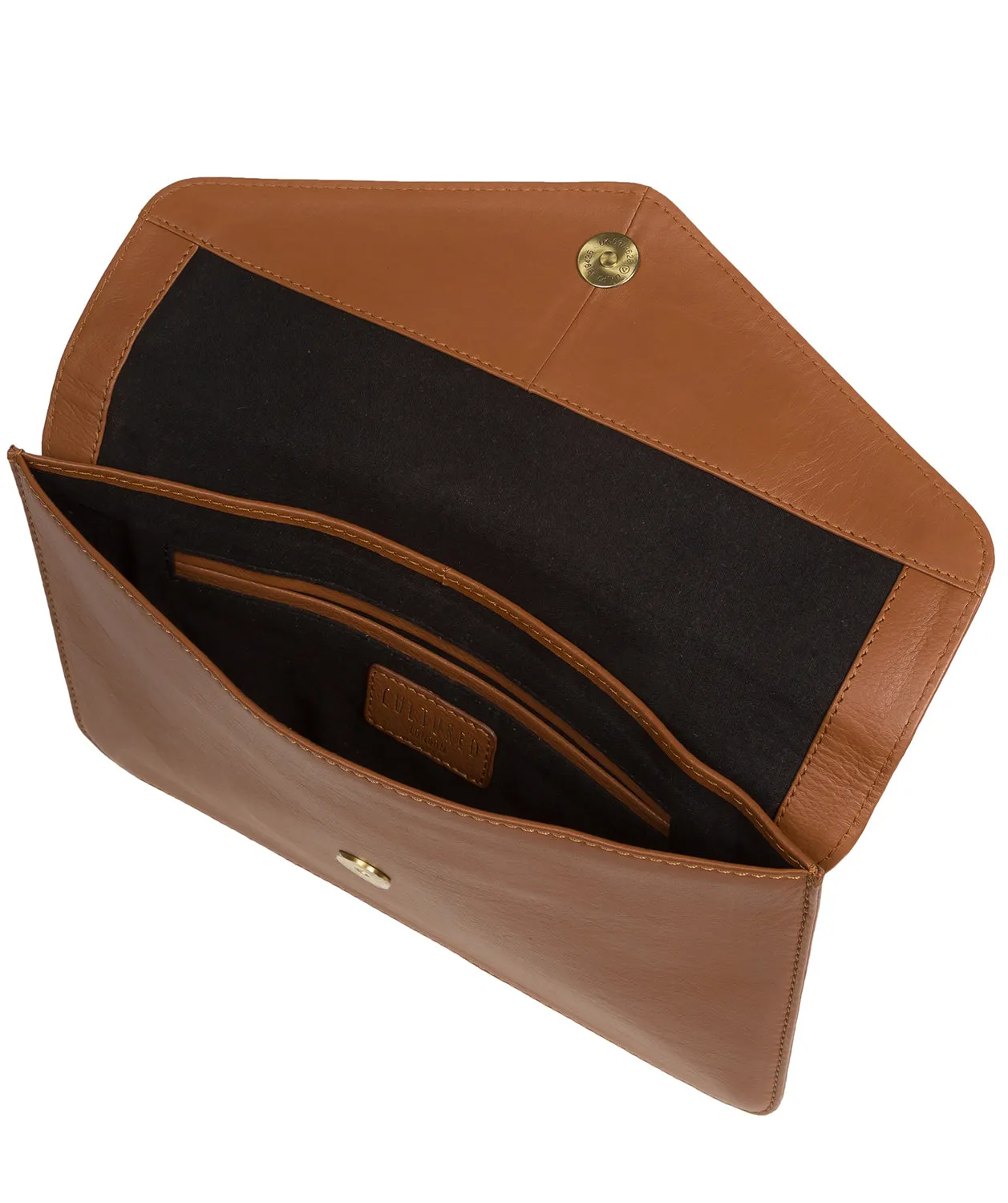 'Viviane' Tan Leather Clutch Bag