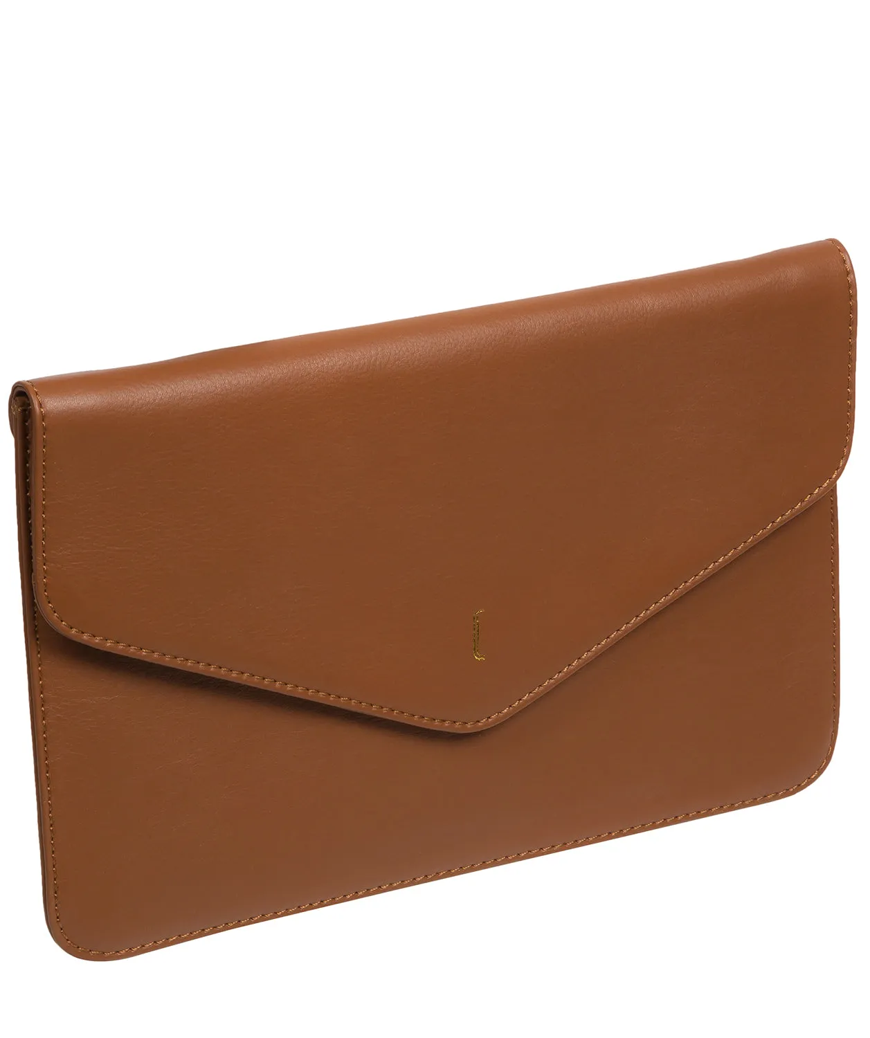 'Viviane' Tan Leather Clutch Bag