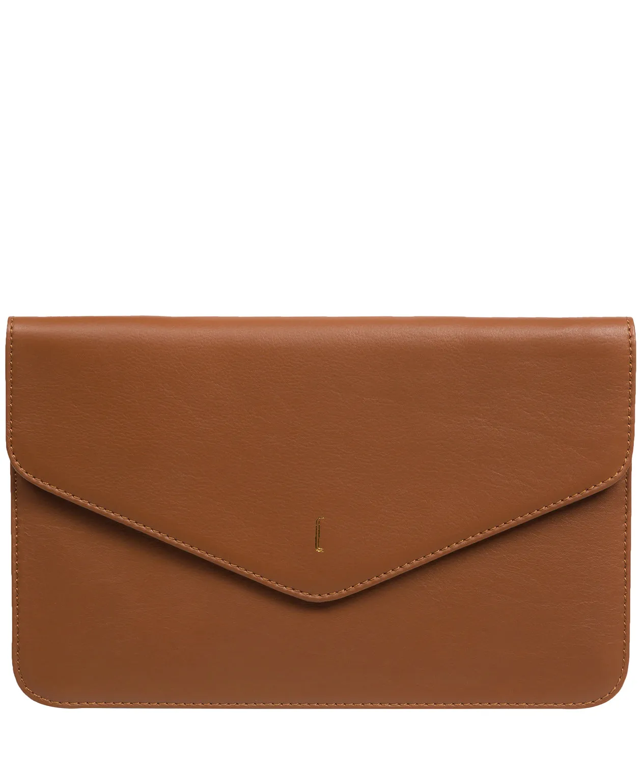'Viviane' Tan Leather Clutch Bag