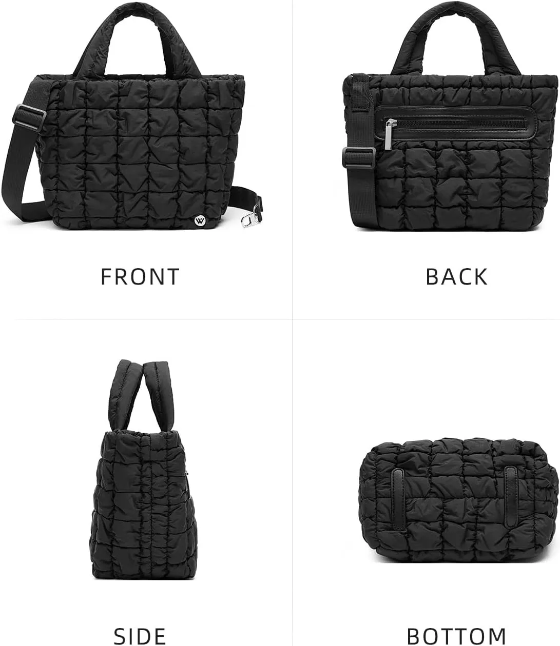 WESTBRONCO Small Puffer Bag Quilted Crossbody Bags for Women Puffy Purse Nylon Shoulder Handbag with Adjustable Strap