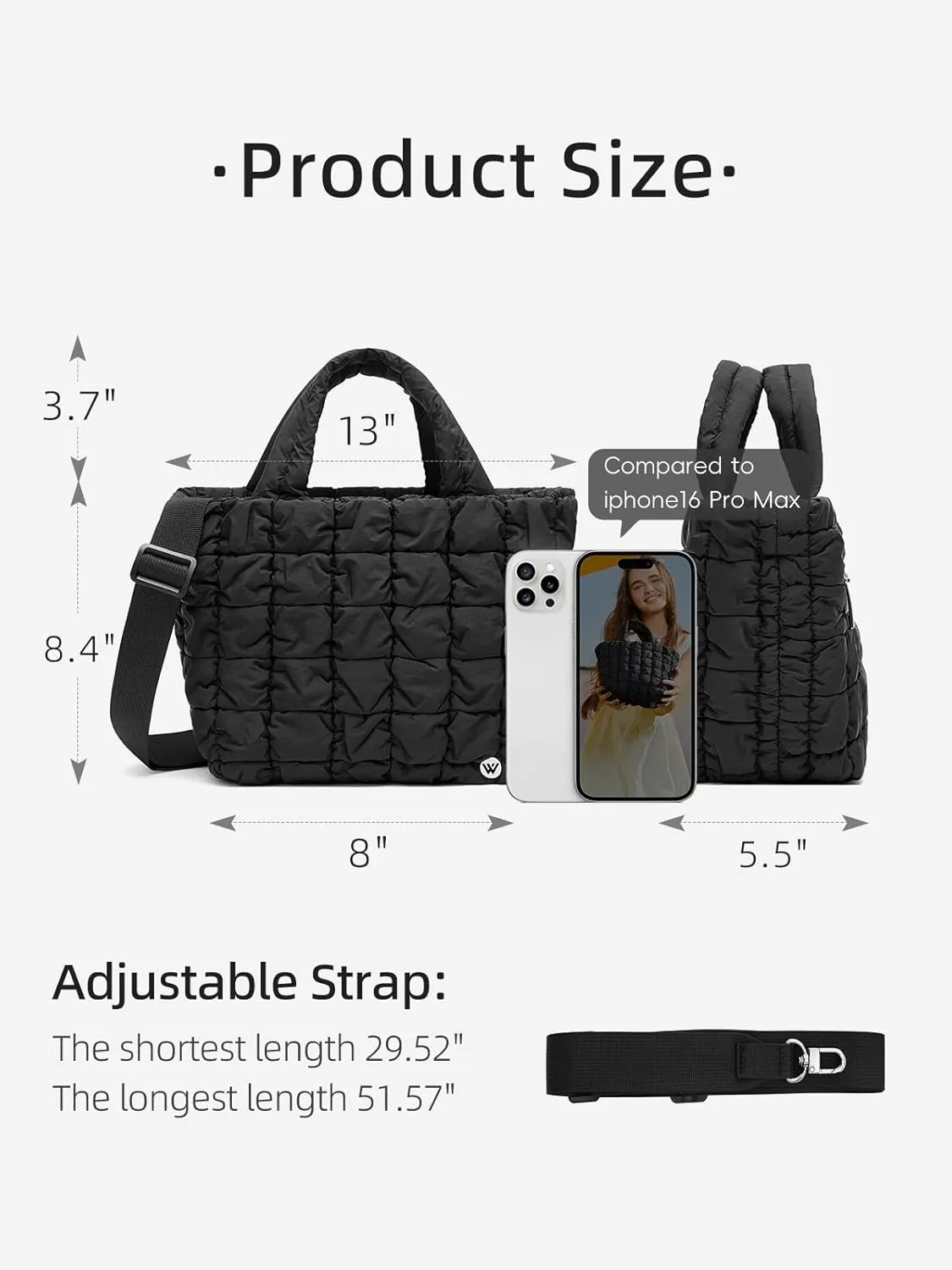 WESTBRONCO Small Puffer Bag Quilted Crossbody Bags for Women Puffy Purse Nylon Shoulder Handbag with Adjustable Strap