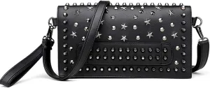Women Small Punk Rivet Handbag Purse Clutch Shoulder Tote Top-handle Bag