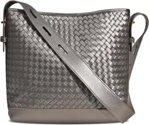 Woven Shoulder Bag For Women Vegan Leather Bucket Bag Large Capacity Tote Bag Trendy Hobo Handbag Purse